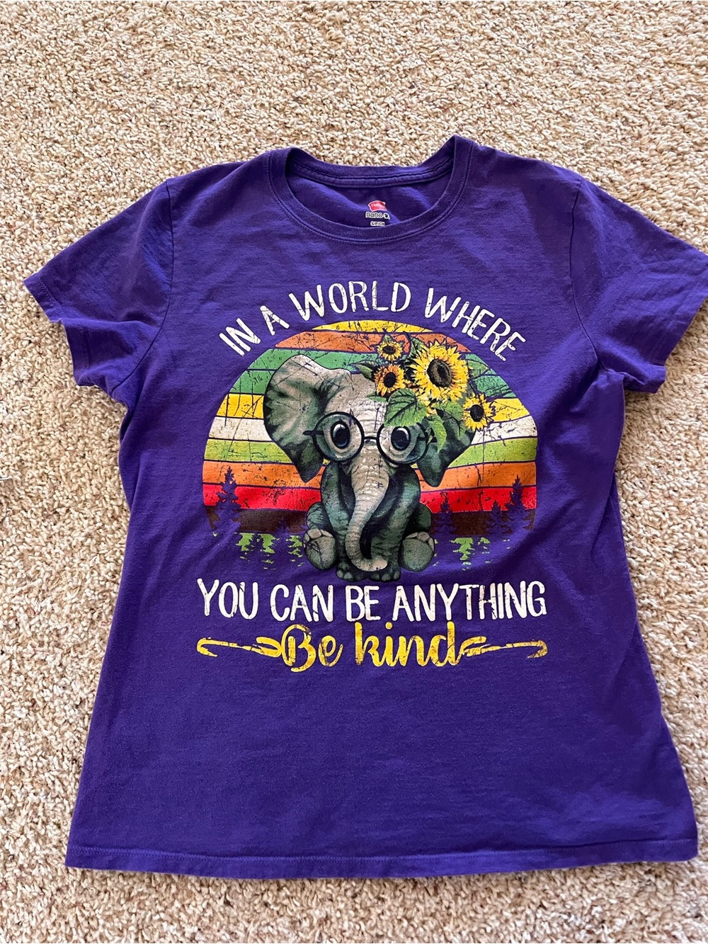 Purple 'Be Kind' Elephant Graphic Tee